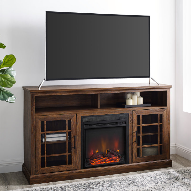 Gracie Oaks Soza TV Stand for TVs up to 65" with Fireplace Included